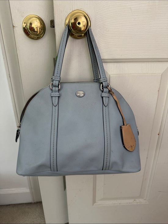 Coach Handbags - Coach Light Blue Dome Satchel with Tan Hangtag